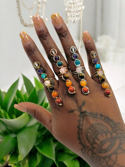 Kundalini Rising 7 Chakra Adjustable Ring for Energy Alignment and Spiritual Awakening