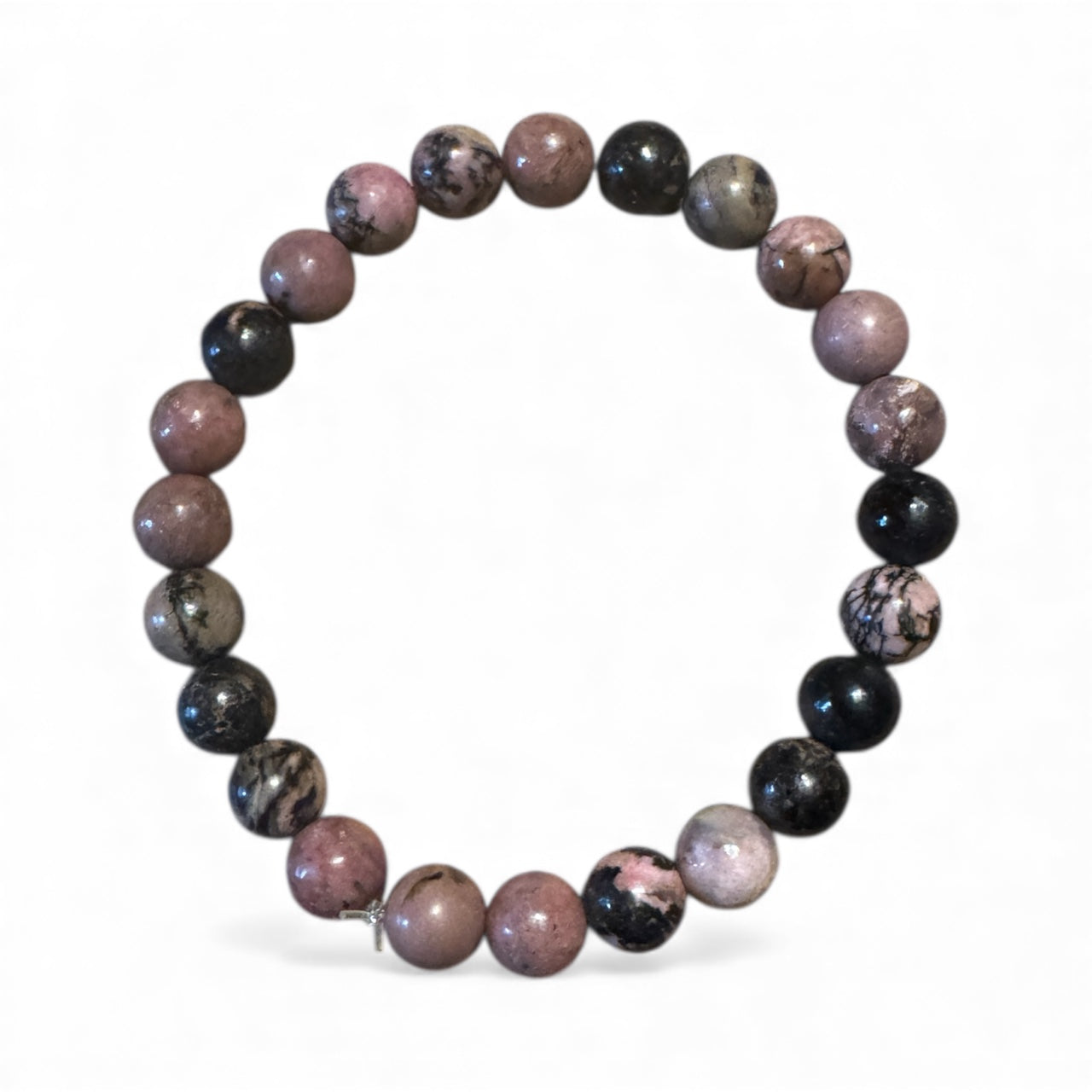 Rhodonite Stretch Bracelet for Emotional Healing, Compassion & Heart Chakra Support