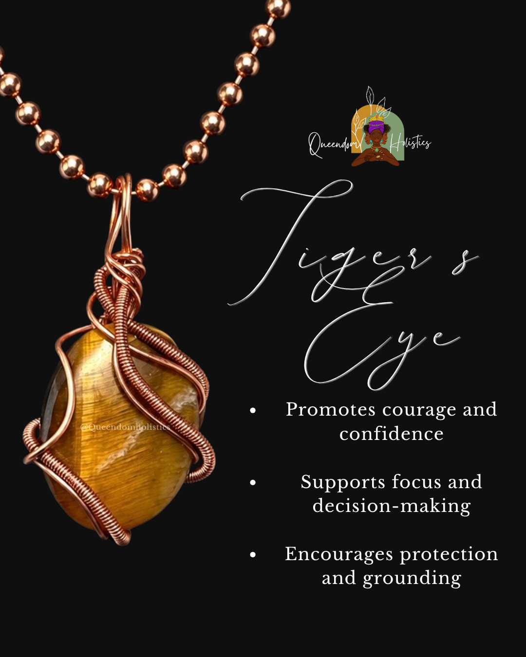 Custom Wrapped Tiger's Eye Pendant for Confidence and Protection