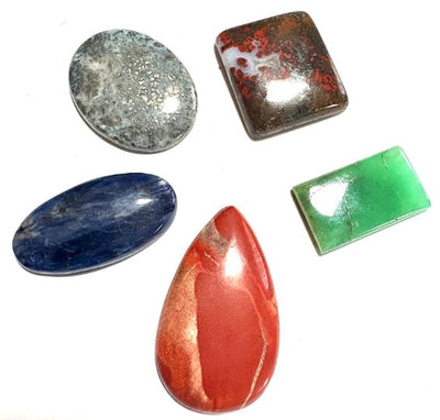 Cabochon Crystal Set (Brecciated Jasper, Chrysoprase, Seam Agate, Marcasite, Sodalite)