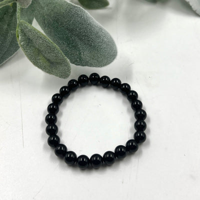 Black Tourmaline 8mm Bead Stretch Bracelet for Protection & Grounding