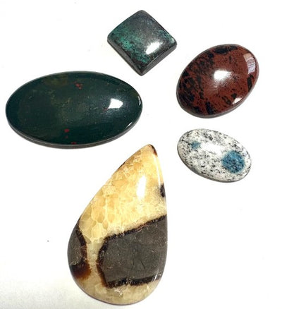 Cabochon Crystal Set (Brecciated Jasper, K2, Mook Jasper, Amazonite, Marcasite)