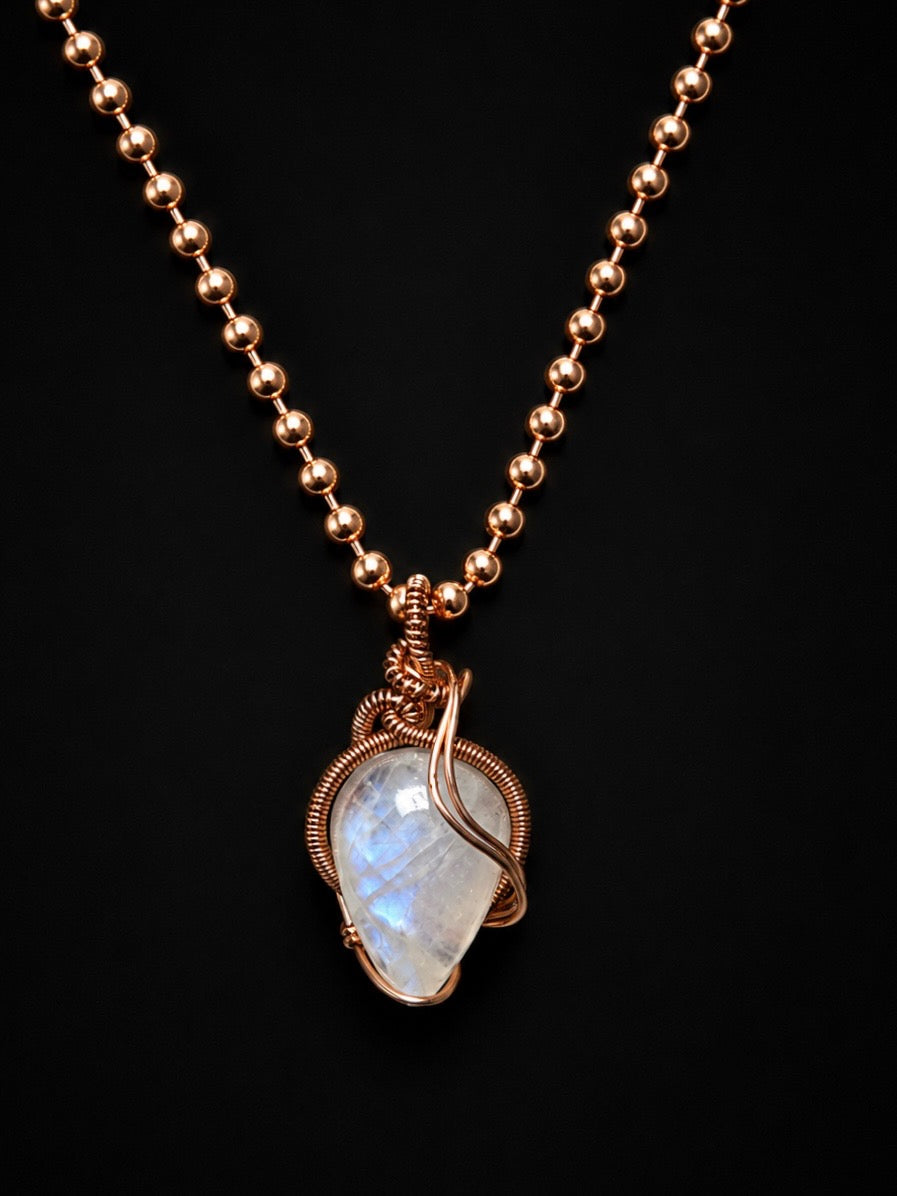 Custom Wrapped Rainbow Moonstone Crystal for Intuition & Emotional Balance