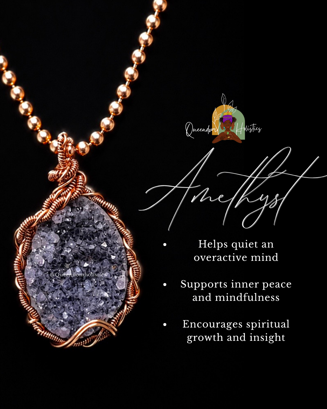 Custom Wrapped Amethyst Pendant for Anxiety Stress and Intuition