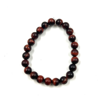 Red Tiger's Eye 8mm Bead Stretch Bracelet for Motivation, Confidence, and Focus