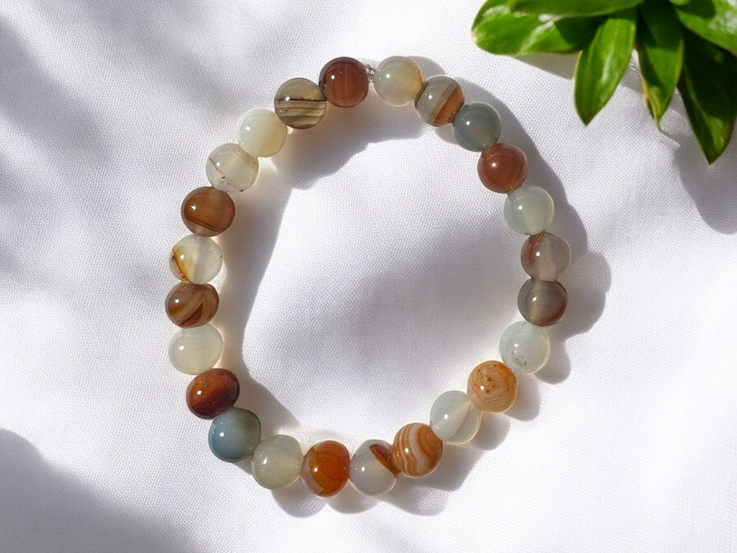 Agate 8mm Bead Stretch Bracelet for Stability, Protection, and Inner Strength