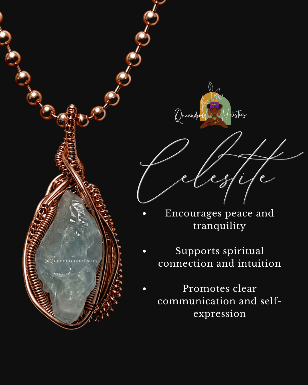 Custom Wrapped Celestite Pendant for Peace and Clarity