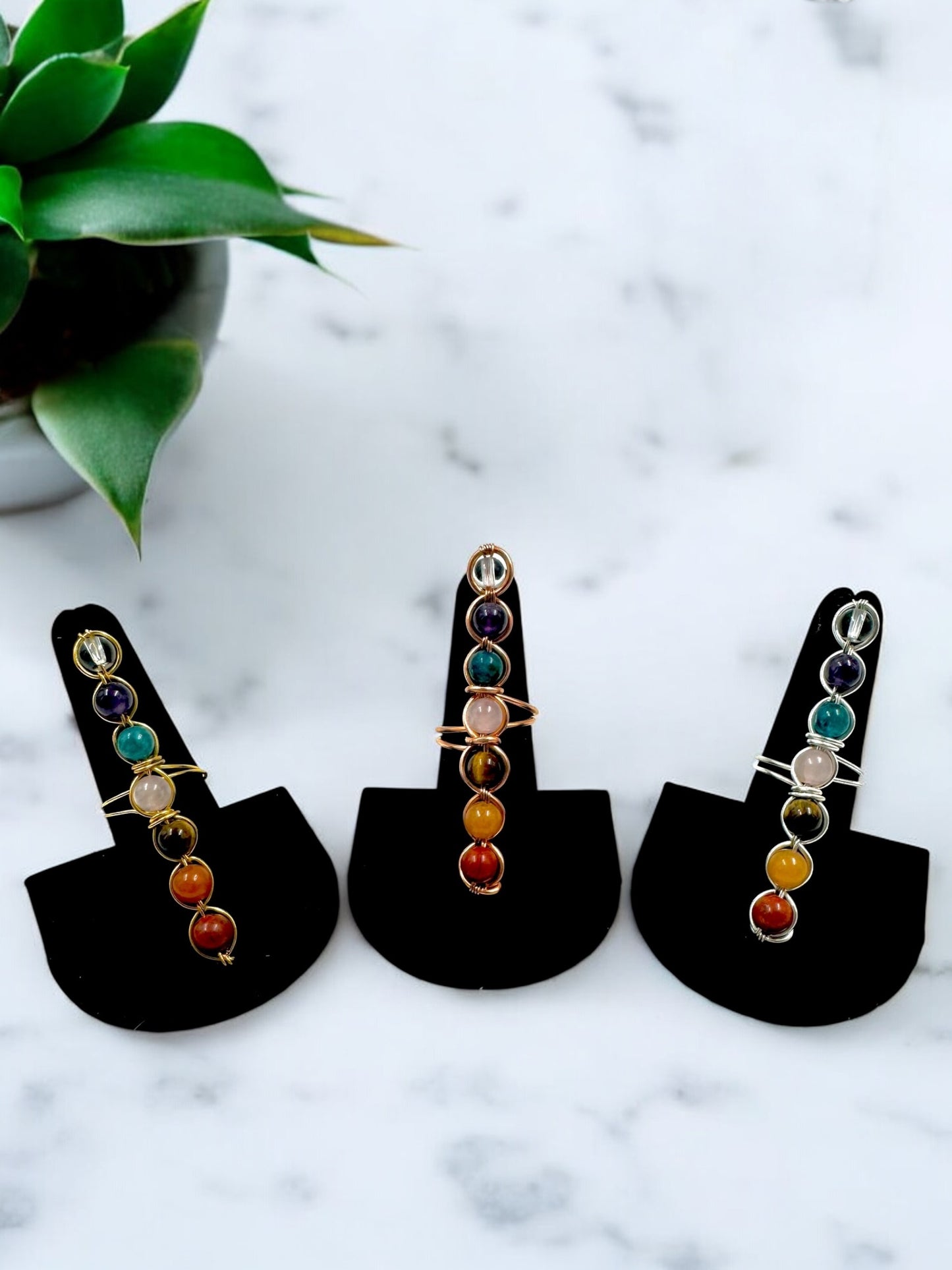 Kundalini Rising 7 Chakra Adjustable Ring for Energy Alignment and Spiritual Awakening