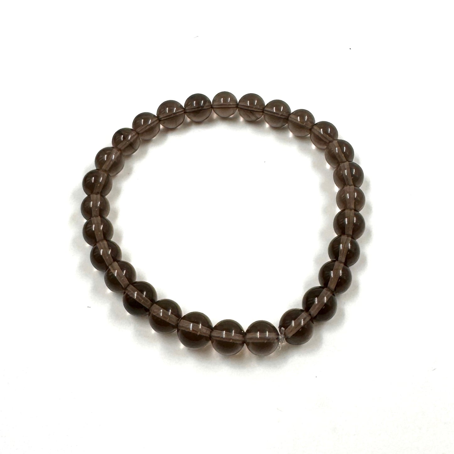 Smoky Quartz 8mm Bead Stretch Bracelet for Protection & Stress Relief
