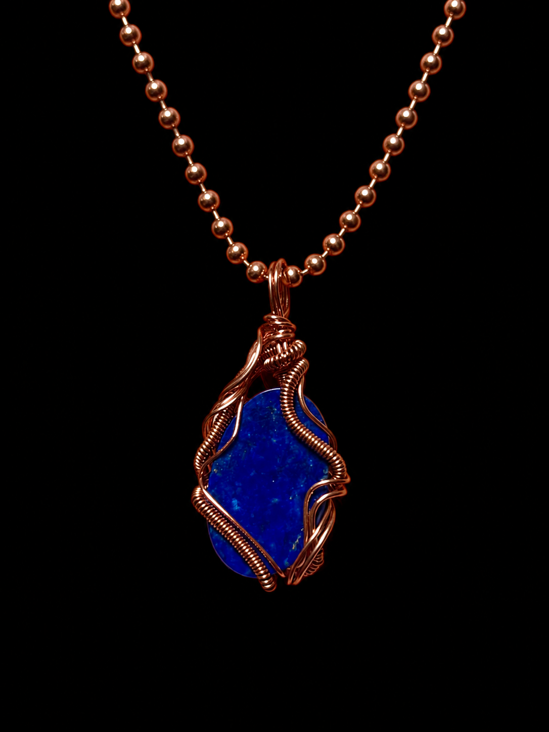 Custom Wrapped Lapis Lazuli Pendant for Wisdom & Self-Expression
