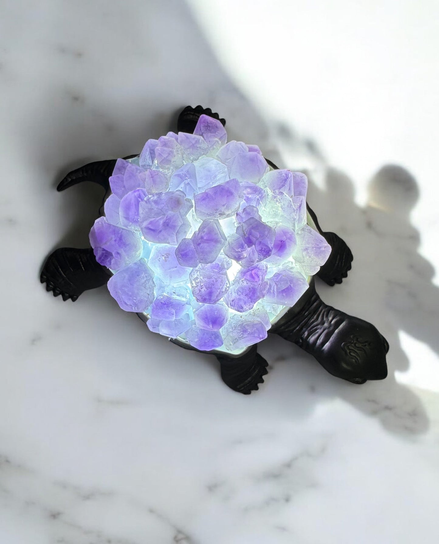 Amethyst Crystal Turtle Lamp for Calm Sleep and Spiritual Balance