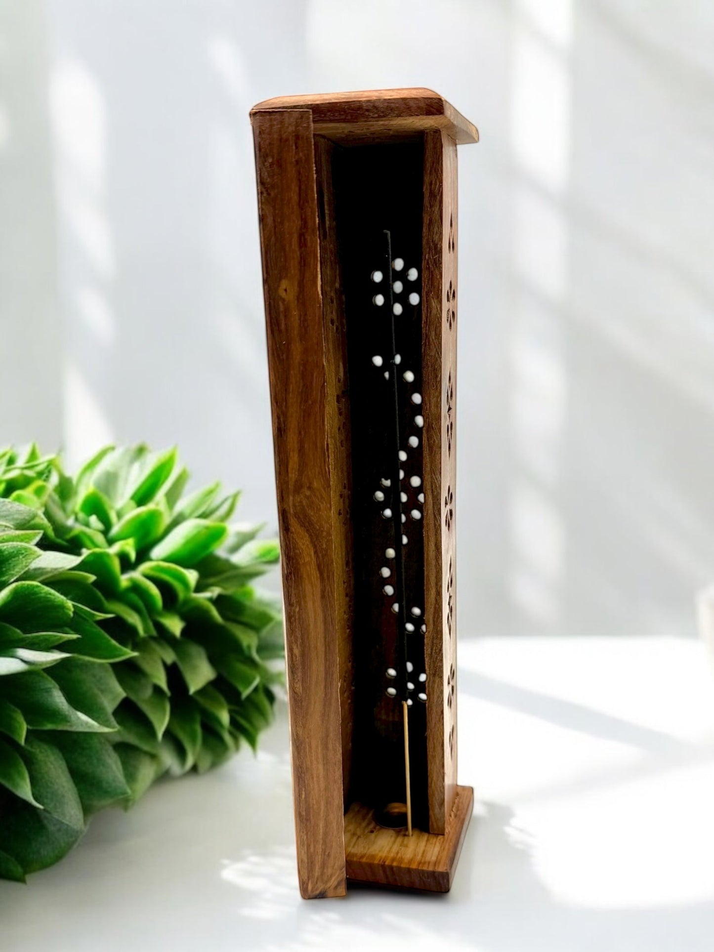 Moon & Star Column Burner Wood 12"