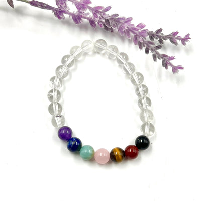 Clear Quartz 8mm Bead Stretch Bracelet for Chakra Balancing & Energy Alignment
