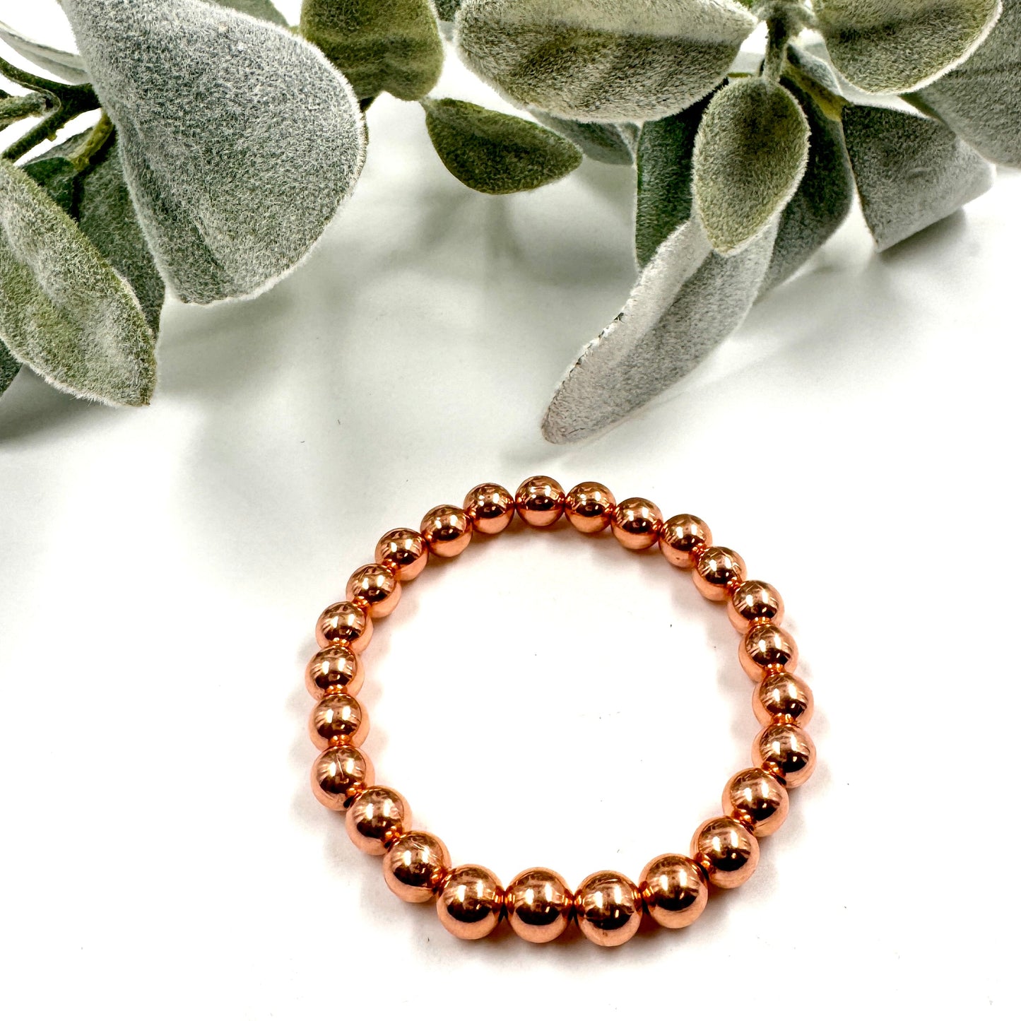 Pure Copper 8mm Bead Stretch Bracelet for Energy Flow & Joint Support