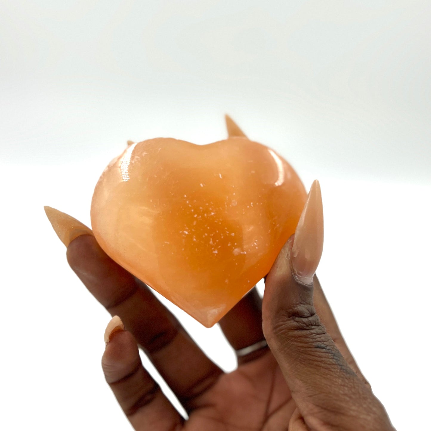 Honey Calcite Heart for Emotional Healing and Confidence Boost
