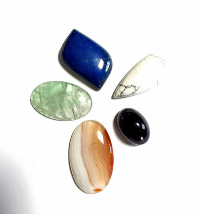Cabochon Crystal Set (Green Fluorite, Lapis Lazuli, Carnelian, Amethyst, Howlite)