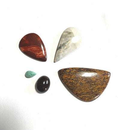 Cabochon Crystal Set (Garnet, Solar Quartz, Red Snakeskin Jasper, Miriam Jasper, Amazonite)
