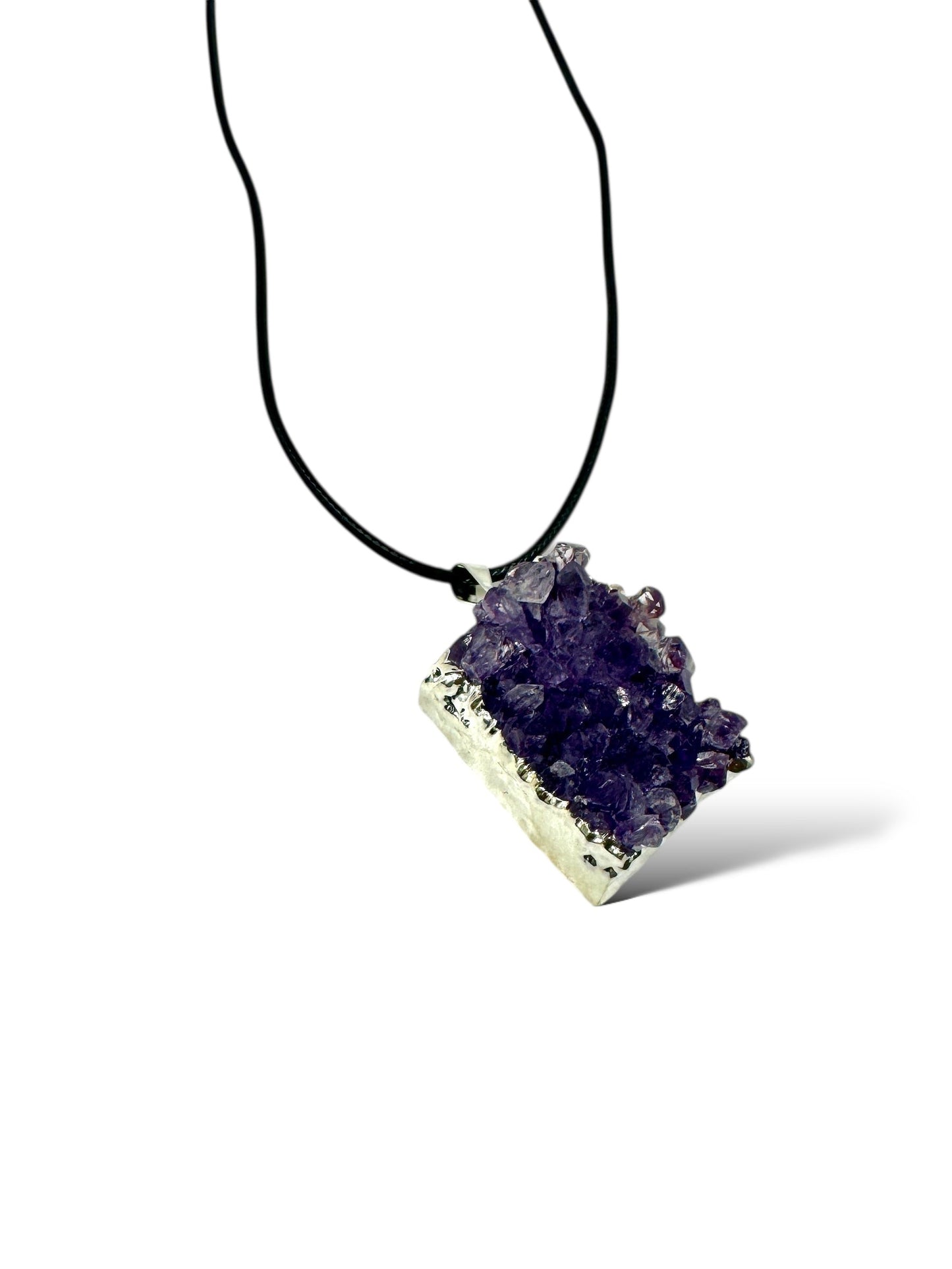 Amethyst Silver Plated Pendant for Stress Relief and Spiritual Clarity