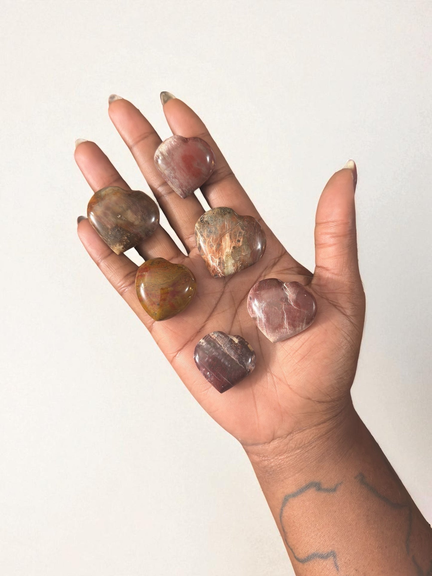 Petrified Wood Mini Heart Crystal for Grounding & Stability