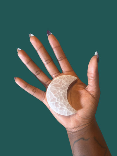 Selenite Moon Crystal for Cleansing & Energy Balancing Stone for Home and Spirit