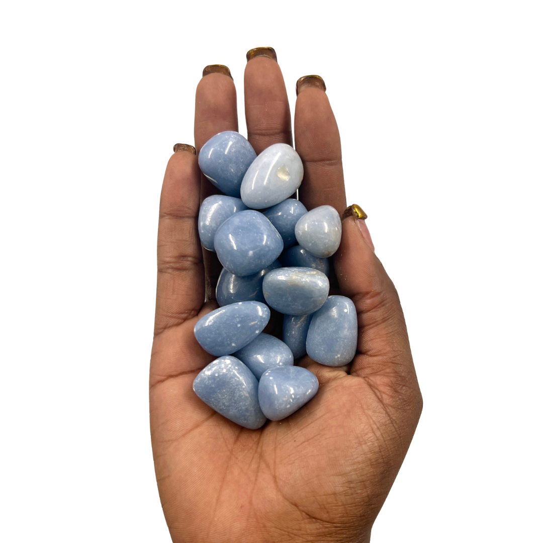 Polished Angelite Healing Crystal for Calm, Communication & Emotional Support