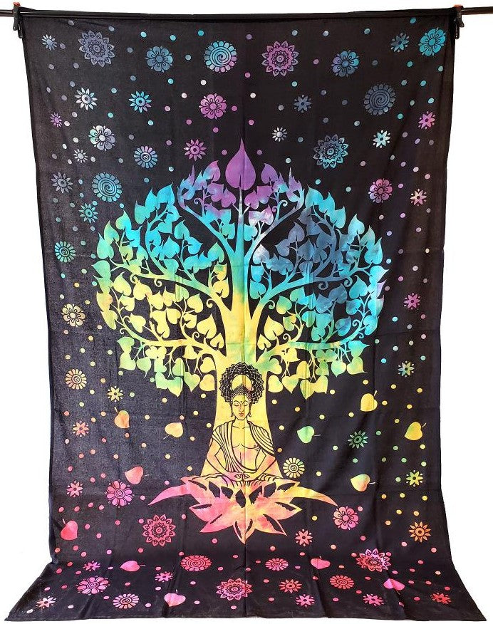 Buddha Tree Cotton Tapestry for Meditation & Mindful Spaces