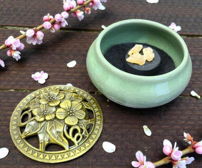Assorted Color Ceramic Incense Burner Bowl with Floral Lid | Charcoal Incense Holder