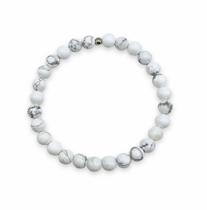 Howlite 6mm Bead Stretch Bracelet for Calm, Focus, and Emotional Balance
