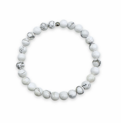 Howlite 6mm Bead Stretch Bracelet for Calm, Focus, and Emotional Balance