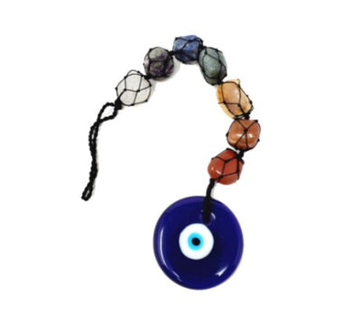 Evil Eye Seven Chakra Gemstone Wall Hanging | Chakra Home Decor & Energy Balance