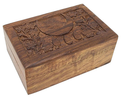 Blessing Symbol Wooden Carved Box 4x6 Inches