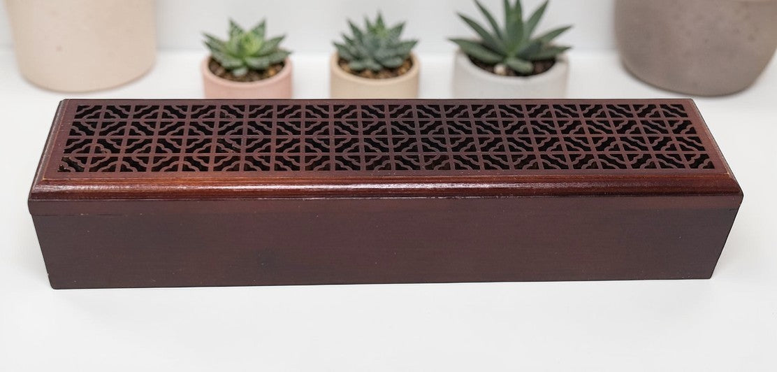 Rosewood Finish Incense Box Burner with Storage – Elegant & Functional