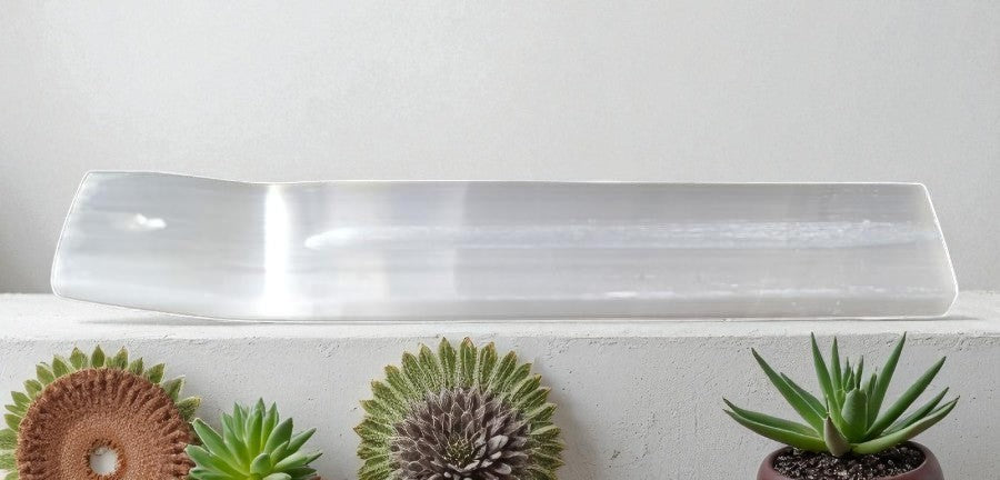 Selenite Incense Burner 8" for Cleansing & Home Energy Balance