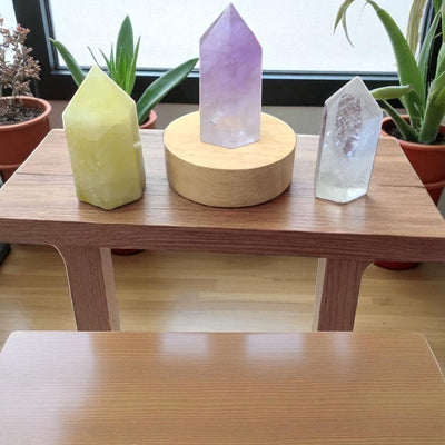Gemstone Tower Lamp with Amethyst, Citrine & Clear Quartz Towers