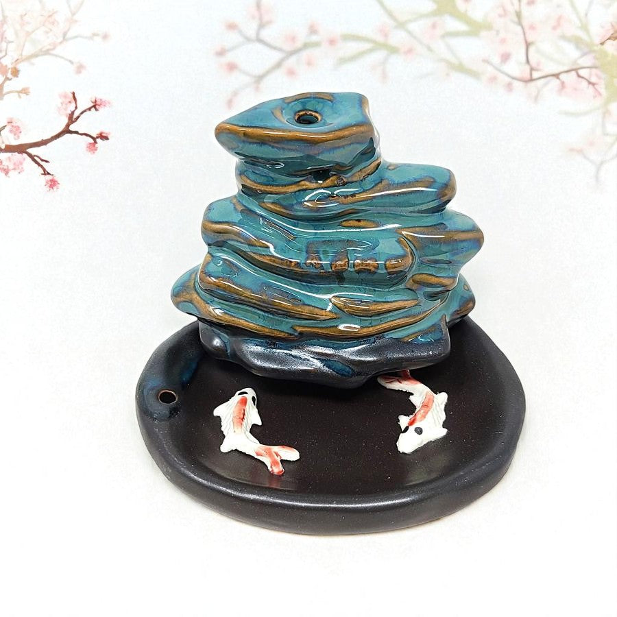 Waterfall Koi Backflow Incense Burner for Relaxation & Home Decor