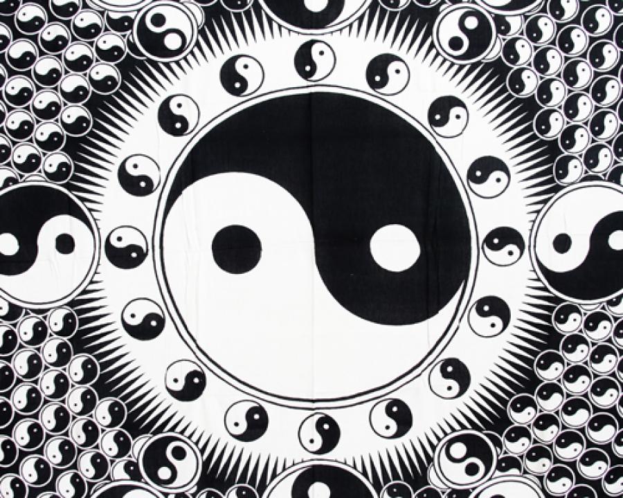 White and Black Yin Yang Tapestry for Meditation, Energy Balance, and Room Décor