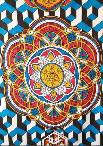 Geometric Multi-Color Tapestry for Meditation & Sacred Spaces