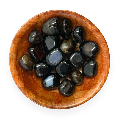 Polished Black Agate Crystal for Grounding, Protection & Stability