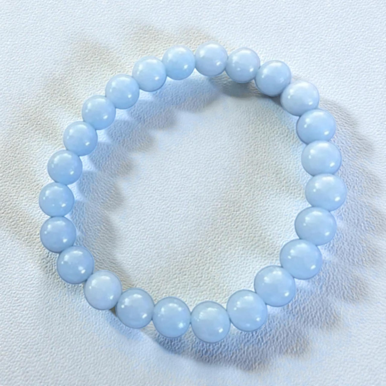 Angelite Stretch Bracelet for Calming Energy, Communication, Peace & Protection