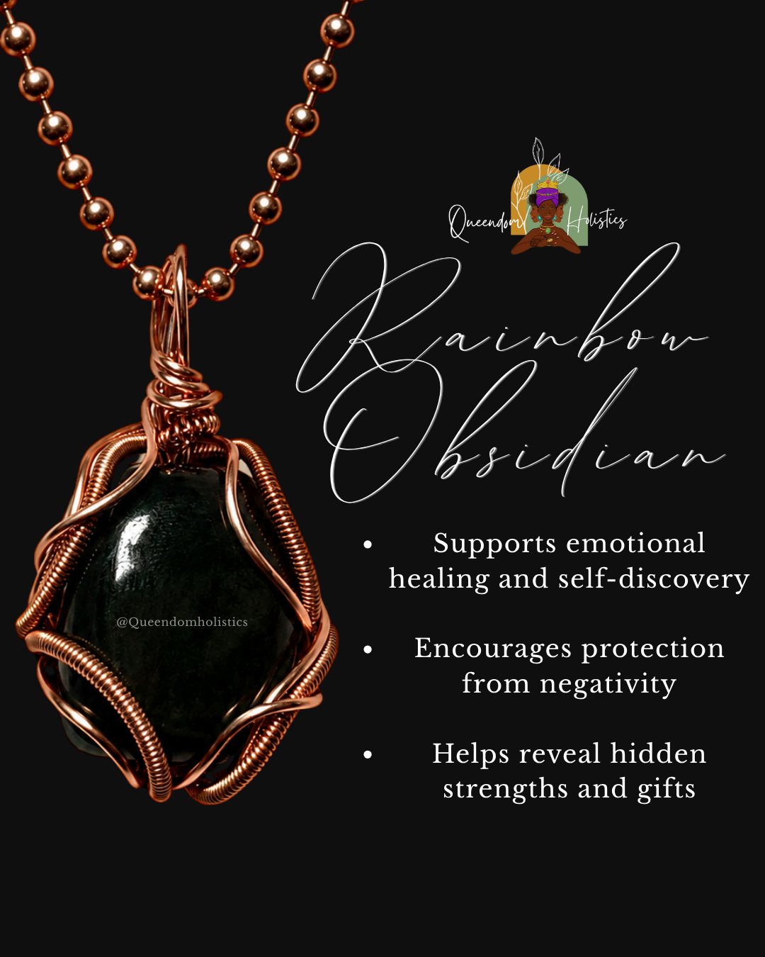 Custom Wrapped Rainbow Obsidian Pendant for Emotional Healing & Protection