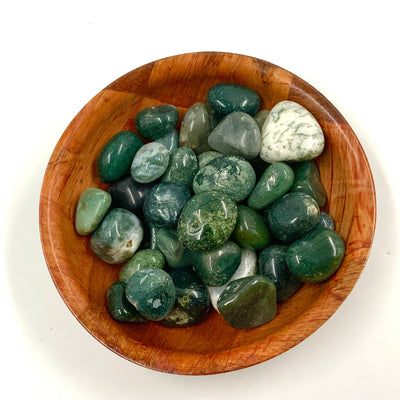 Polished Moss Agate Crystal for Balance, Growth & Grounding