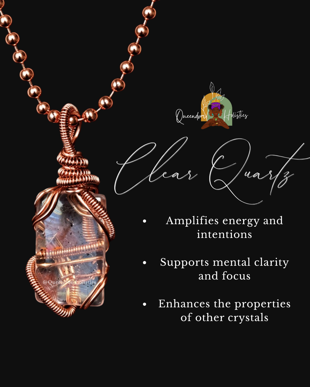 Custom Wrapped Clear Quartz Pendant for Balancing Energy, Clarity & Amplification