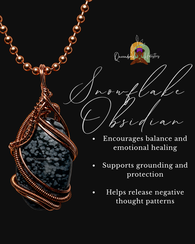 Custom Wrapped Snowflake Obsidian Pendant for Balance & Emotional Support