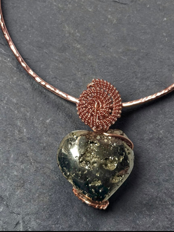 Custom Wrapped Pyrite Pendant for Confidence