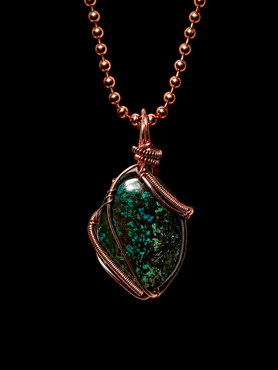 Custom Wrapped Chrysocolla Pendant for Communication & Emotional Healing