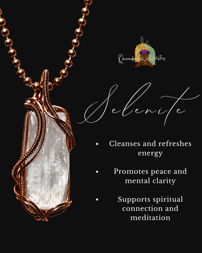 Custom Wrapped Selenite Pendant for Cleansing & Peaceful Energy