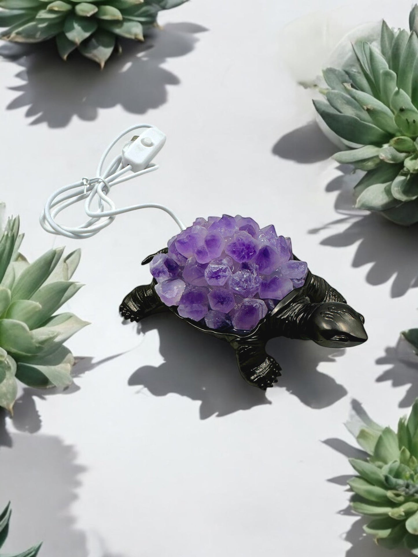 Amethyst Crystal Turtle Lamp for Calm Sleep and Spiritual Balance