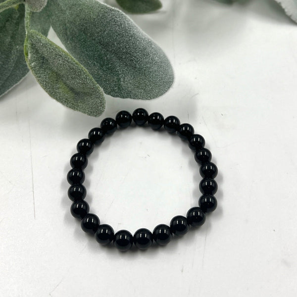 Black Tourmaline 8mm Bead Stretch Bracelet for Protection & Grounding