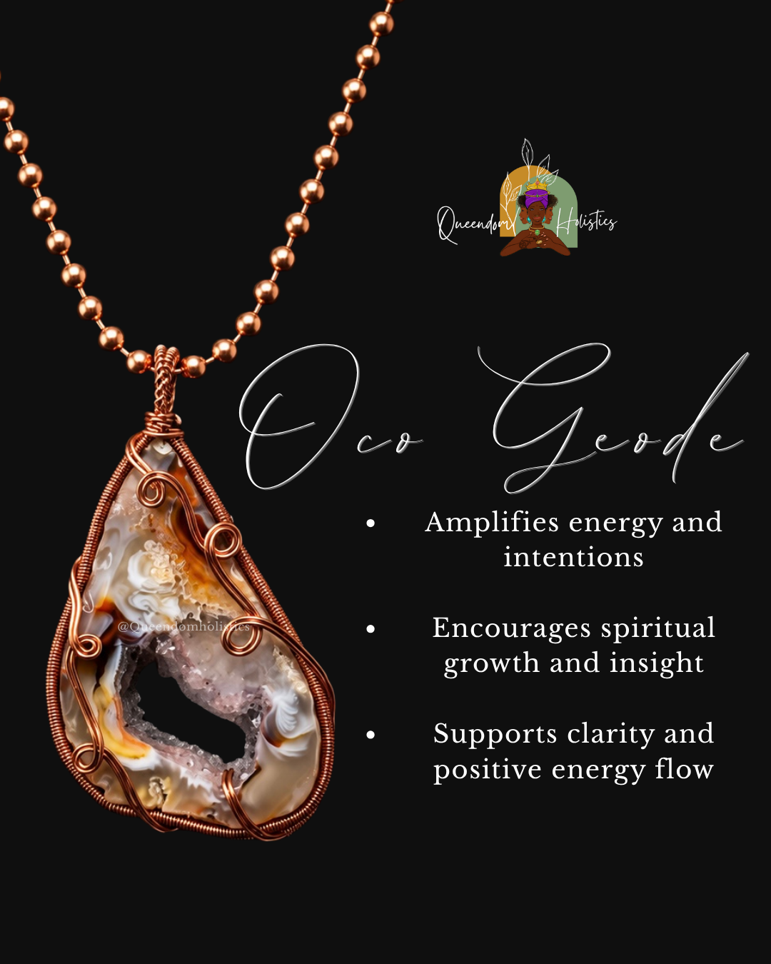 Custom Wrapped Oco Geode Pendant for Positivity & Spiritual Growth