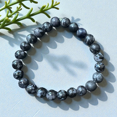 Indigo Gabbro Stretch Bracelet for Healing, Grounding & Intuition Boost